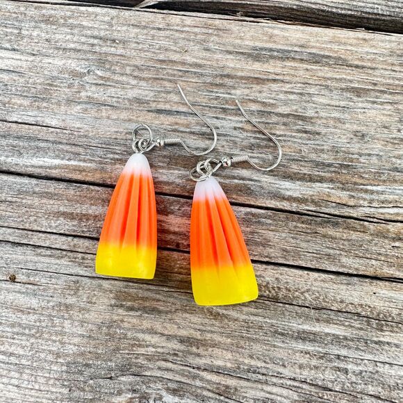 Candy Corn Earrings Halloween Earrings Candy Corn Jewelry - Picture 3 of 3